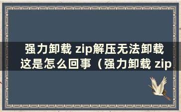 强力卸载 zip解压无法卸载 这是怎么回事（强力卸载 zip解压无法卸载）